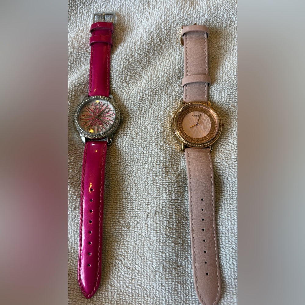 2 Guess Breast Cancer Awareness Watches. EUC.